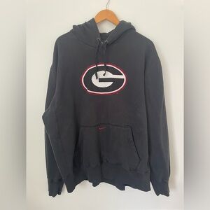 vintage Nike Men’s UGA Georgia Black Hoodie Middle Red Swoosh Size XXL Bulldogs